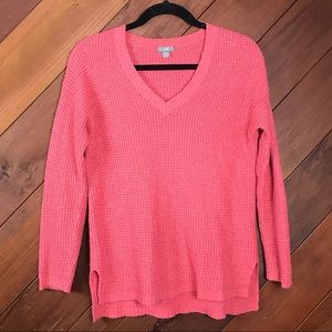 J. Jill V Neck Salmon Pink Sweater XS